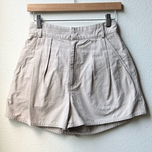 Hunter Bell Tyler Belted Cotton Twill High Rise Waist Shorts Khaki Cream Sz 0 - Picture 4 of 14